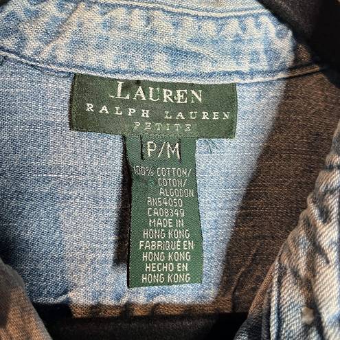 Ralph Lauren Vintage Lauren  chambray crest logo embroidered button down