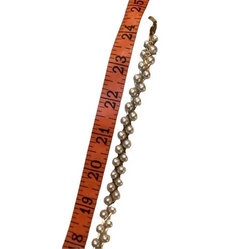 The Row Faux Double Pearl Necklace Bracelet Set Vintage 70s 80s 90s Jewelry Pendant
