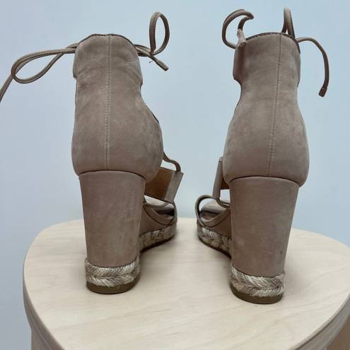 Frye Roberta Ghillie Sandals 7M Beige Strappy Wedge Heel Rope Detail Shoes