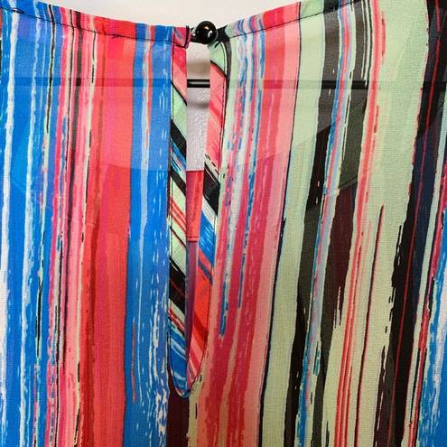 Isaac Mizrahi  Striped Multicolor Sheer Top