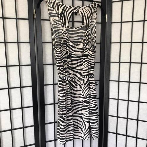 Divided Zebra Animal Print Dress Black White Medium