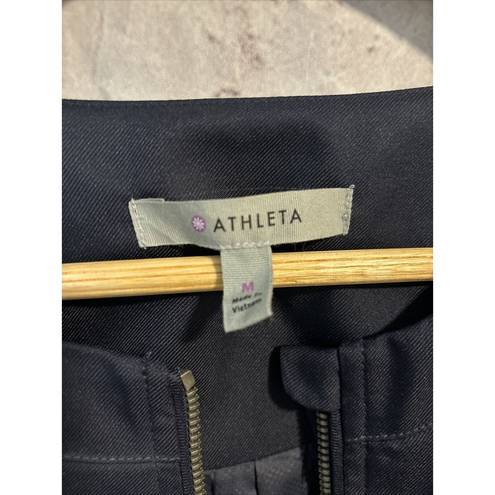 Athleta Left Bank Bomber Jacket Womens Size M Navy Blue Zippered Cuffs