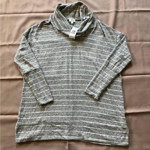 BKE  Women’s Cowl Neck Sweater Gray With White strips size Small