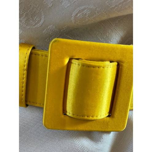 Polo  Ralph Lauren Satin Slide Buckle Belt Yellow Sz M Leather Silk retro 80s