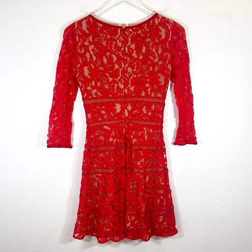 Ruby ERIN Erin Fetherston Lace 3/4 Sleeve Dress,  Red Ling Sleeve Size 0