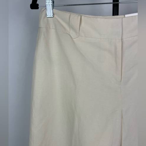 Loft Ann Taylor  Cream Silk Linen Laura Wide Leg Trouser Pants