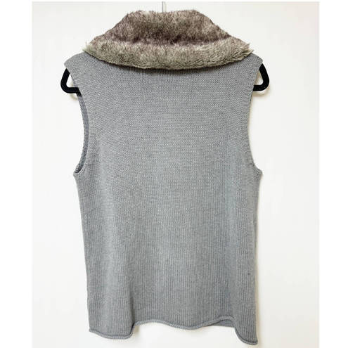 J.Jill  Womens Gray Sweater Vest Angora Rabbit Fur Collar Trim Medium