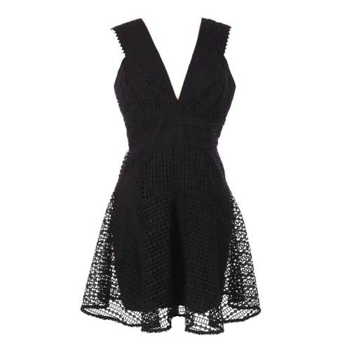 Bardot new  ❤︎︎ Deep Plunge Fit n Flare Lace Cocktail Mini Dress ❤︎︎ Black ❤︎︎ M