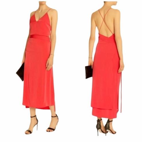 Alexis  Analiai Crepe Slip-Style Wrap Dress Red S