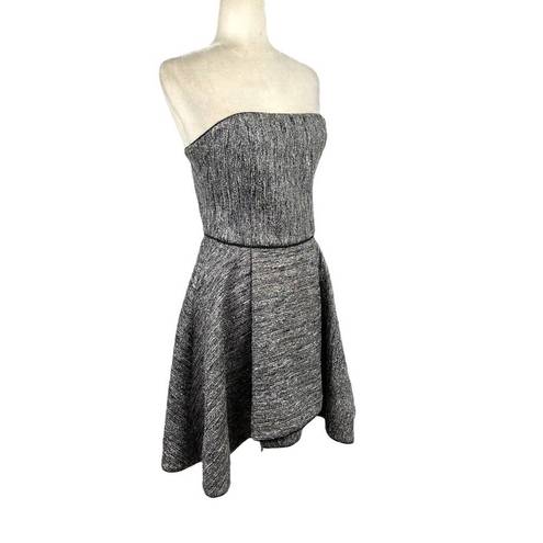 Hunter Bell  Womens Size 4 Grace Dress Strapless Cocktail Gray Silver Mini Gown