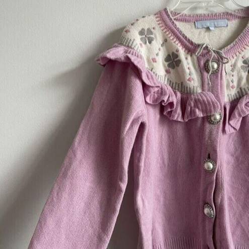 Hill House  Sweater Womens Size L Desk Cardigan Pink Pearl Button Coquette Fairy