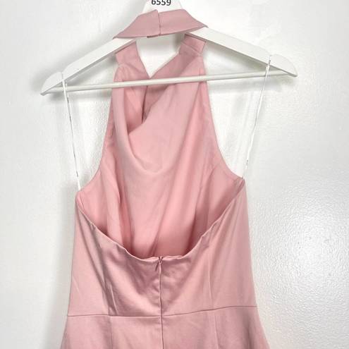 Elliatt  Camo Asymmetric Satin Cocktail Dress in Light Pink Size Small