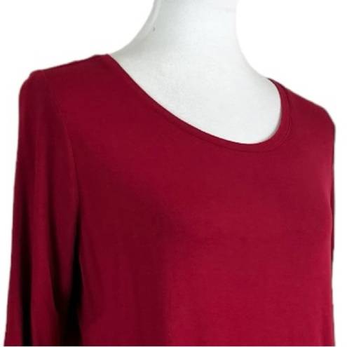 Westport  Tee Shirt Side Tie Scoop Neck 3/4 Sleeves Red Women’s Size Large