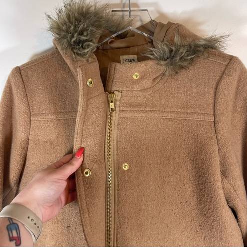 J.Crew  New Chateau Parka Wool Blend Coat Hooded Faux Fur Jacket Size 10