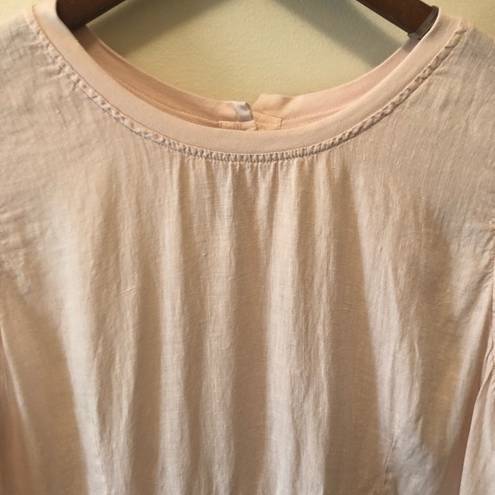 Flax  Relaxed Over-Sized Lagenlook Dress Sz L Carnation Pale Pink W/Front Pocket