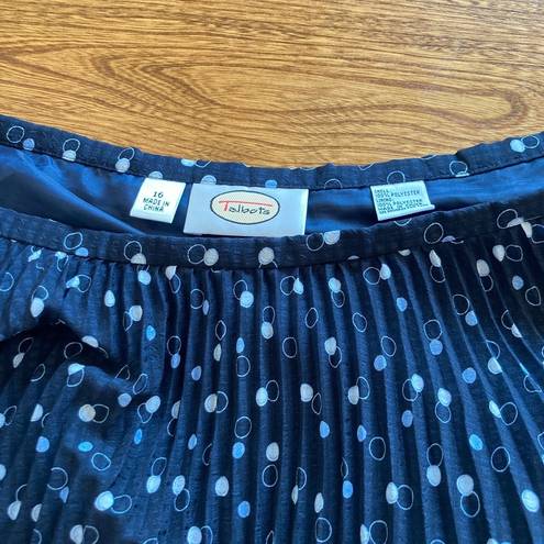 Talbots  | Navy Blue Polka Dot Accordion Pleated A-Line Midi Skirt | Size 16