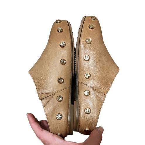 Kelsi Dagger  Brooklyn Studded Leather Slip On Mules Tan Size 5.5