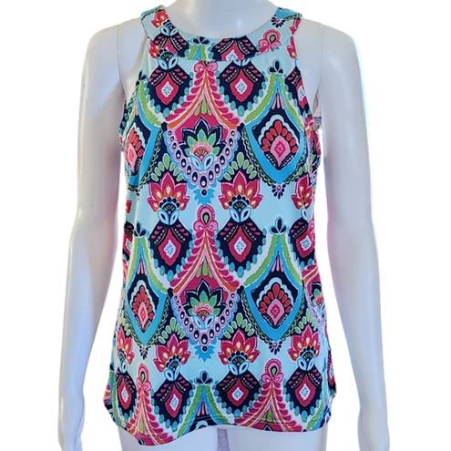 Buckhead Betties  pink blue paisley halter tank size small