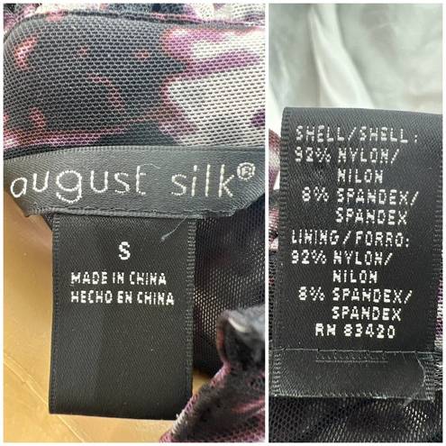 August Silk  (S) Sheer Purple Ruffle Pop Collar Mesh Knit Blouse Top Shirt