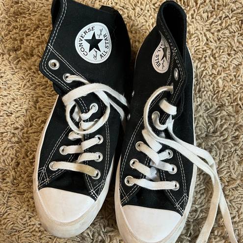 Converse  Platform Black and White High Tops 8.5