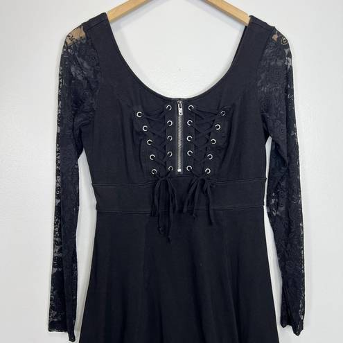 Tripp NYC  Lace Long Sleeve Hi Low Corset Dress Black Size Medium Goth Witchy