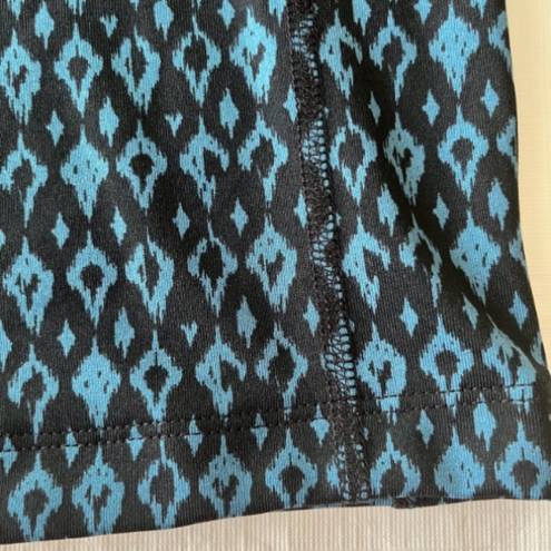 Coldwater Creek  Black and Blue Ikat Print High Rise Straight Leg Athletic Pants