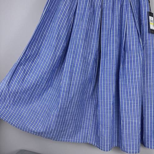 Tommy Hilfiger  Pleated Pull-On Midi Skirt Size Medium Blue New NWT Elastic Waist