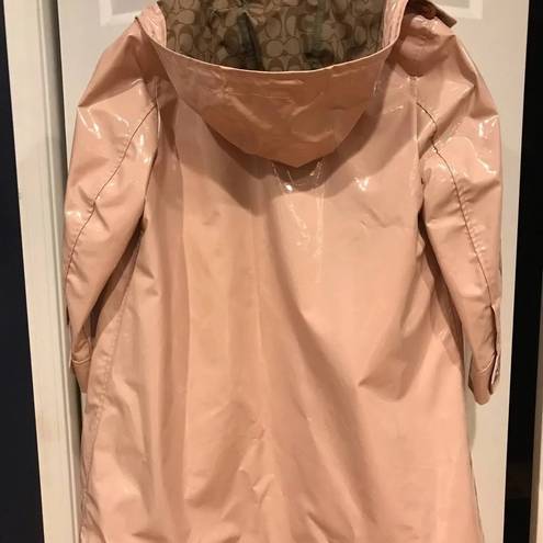 Coach  Patent Leather Raincoat With Signature Lining Orchid Pink Size L NEW