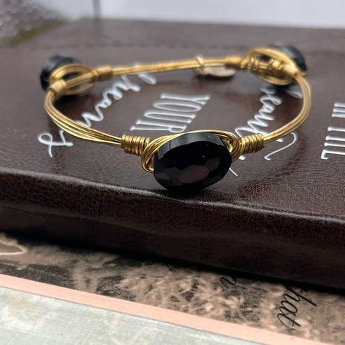 Onyx Bourbon and Bowties Women’s Black  Gold Plated Wire Wrapped Bangle Bracelet