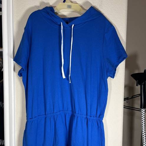 Jason Wu J  French Terry Blue Hoodie Dress Large Petite Athletic Sweatshirt LP