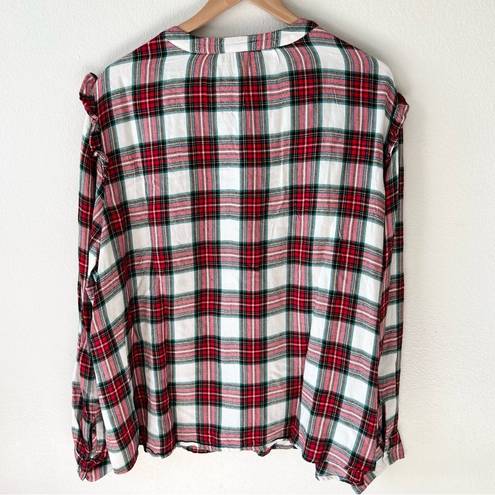 Old Navy  XXL Womens Red Classic Plaid Flannel Button Down Shirt Holiday