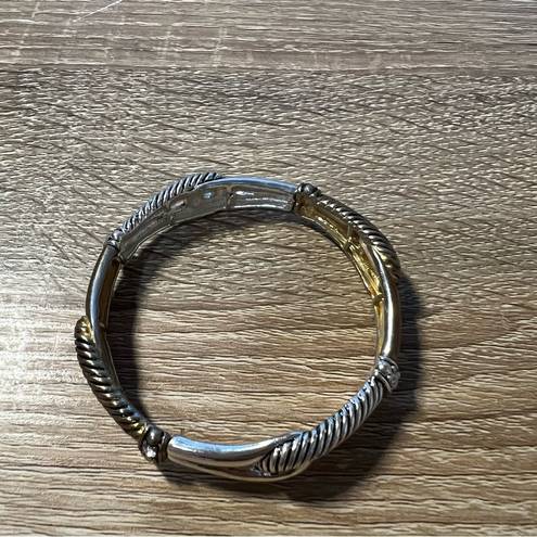 Twisted Silver and Gold Mixed Metal  Cable Bracelet