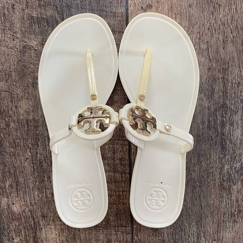 Tory Burch  | Mini Miller Jelly Sandal Ivory Cream/Pastel Yellow with Gold Emblem