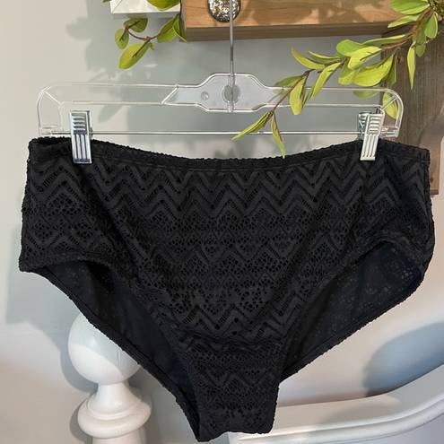 Catalina Swimsuit Bikini Bottoms New Black Size 16W Womens 1X  Solid Crochet Lace