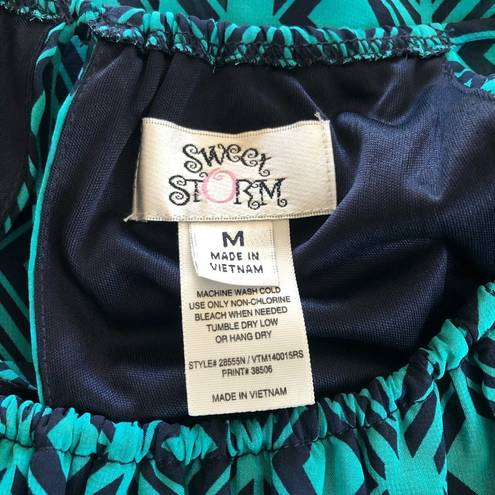 Sweet Storm green and blue sleeveless summer Dress size Medium