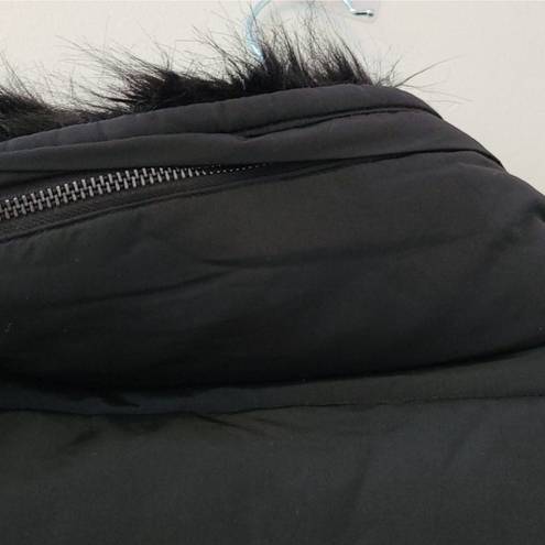 New York & Co. Black Puffer Coat with Faux Fur Lined Hood, Size XL, EUC