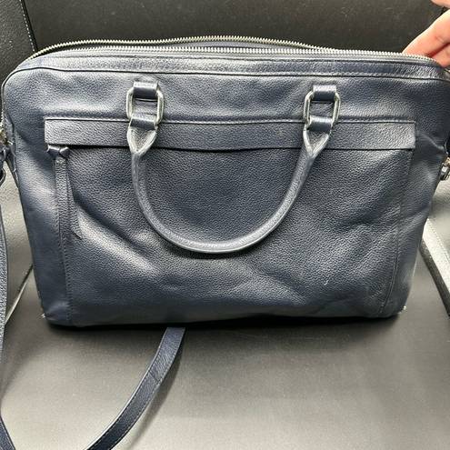 Danier Navy Blue Leather Laptop Case Bag Crossbody Tote Darius