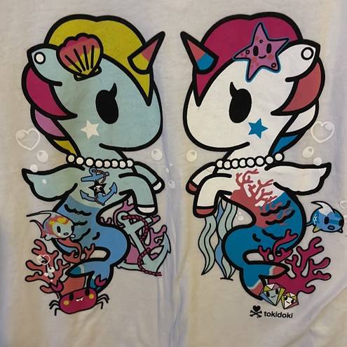 Tokidoki  Mirrored Mermicorno White Graphic T-Shirt Size XL NWOT #0045