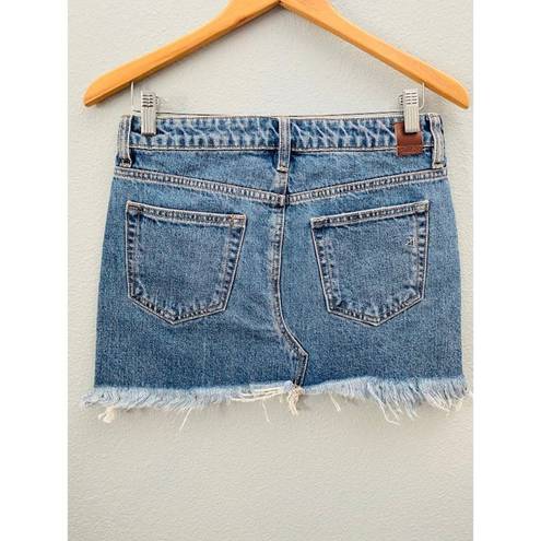 Hidden Jeans Embroidered Floral Mini Jean Skirt Medium Wash Denim Small