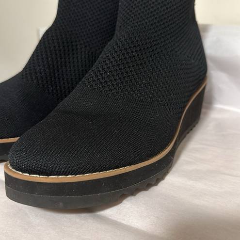 Eileen Fisher  quill platform wedge knit sock bootie