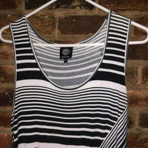 Bobeau  Black & White Asymmetrical Striped Sleeveless Maxi Dress Size Large