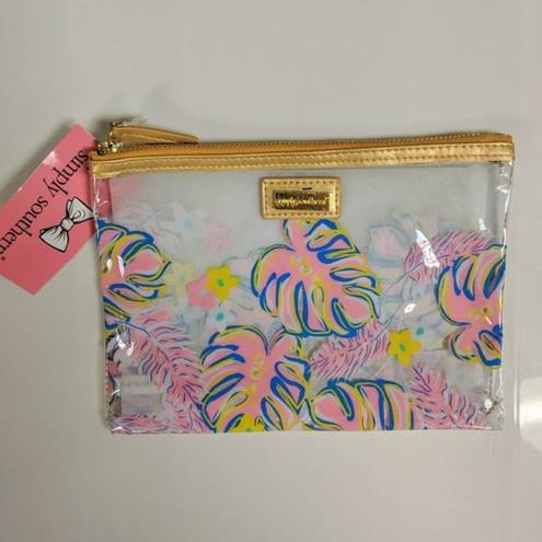 Simply Southern  Cosmetic Bag NWT Clear Makeup Brush Monstera Waterproof Beach