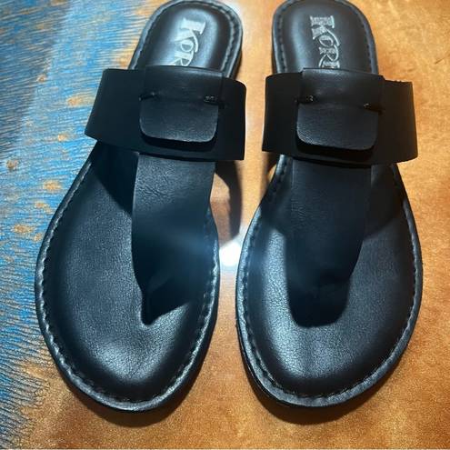 Kork-Ease New Korks Dawn Black leather thong Sandals size 6