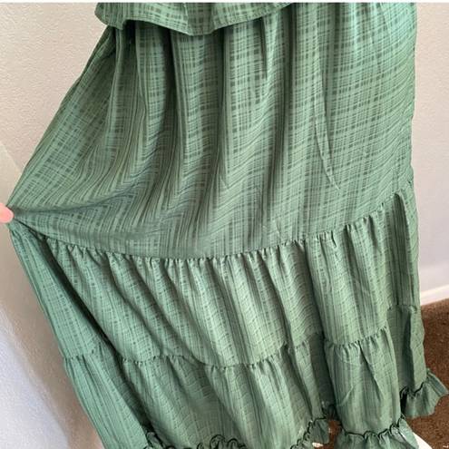 Moon River Green Frilly Ruffled Maxi Dress Wedding Summer Party Cottagecore  M