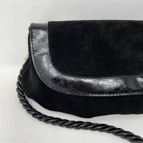 Anthropologie Black Suede Small Convertible crossbody clutch chain purse bag