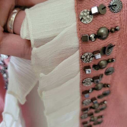 BKE  Boutique blush pieced fabric cardigan size large