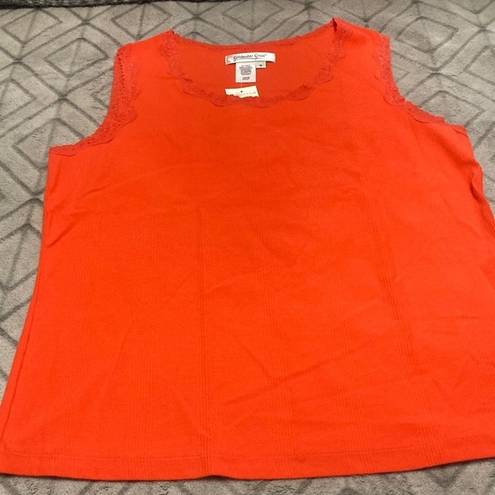 Coldwater Creek  orange lace trimmed tank size M