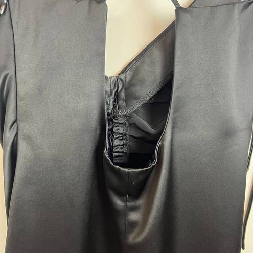 Jason Wu NWOT  Ruched Midi Black Satin Slip Dress