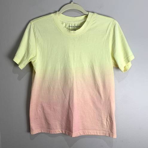 Nicole Miller Womens Sorbet Dip Dye Shirt & Short Lounge Set Yellow Pink Size XS