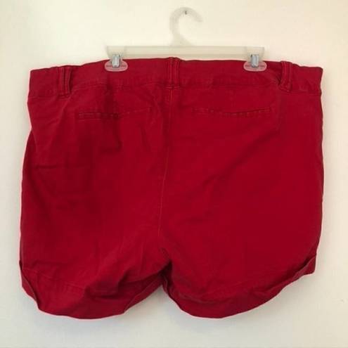 Torrid  Plus Size Belted Sateen Short Solid Bright Red Cuffed Cotton 26 NO BELT